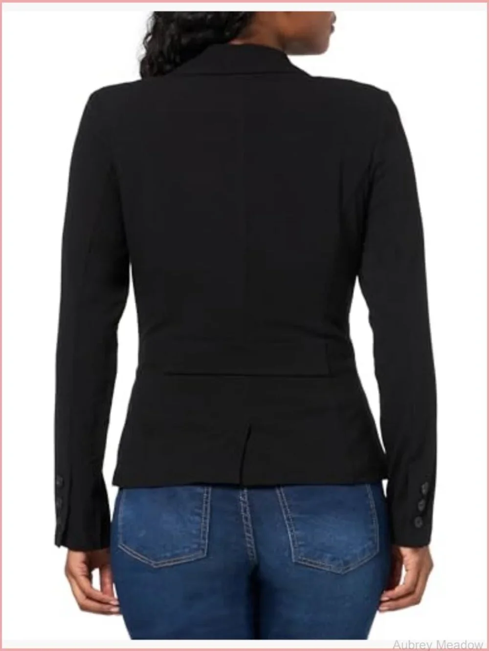 Womens Long Sleeve Button Welt Blazer Suit Jacket Notch Collar Slim Fit Work